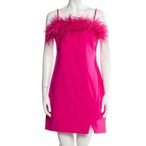 Likely Square Neckline Mini Dress Size: L Pink